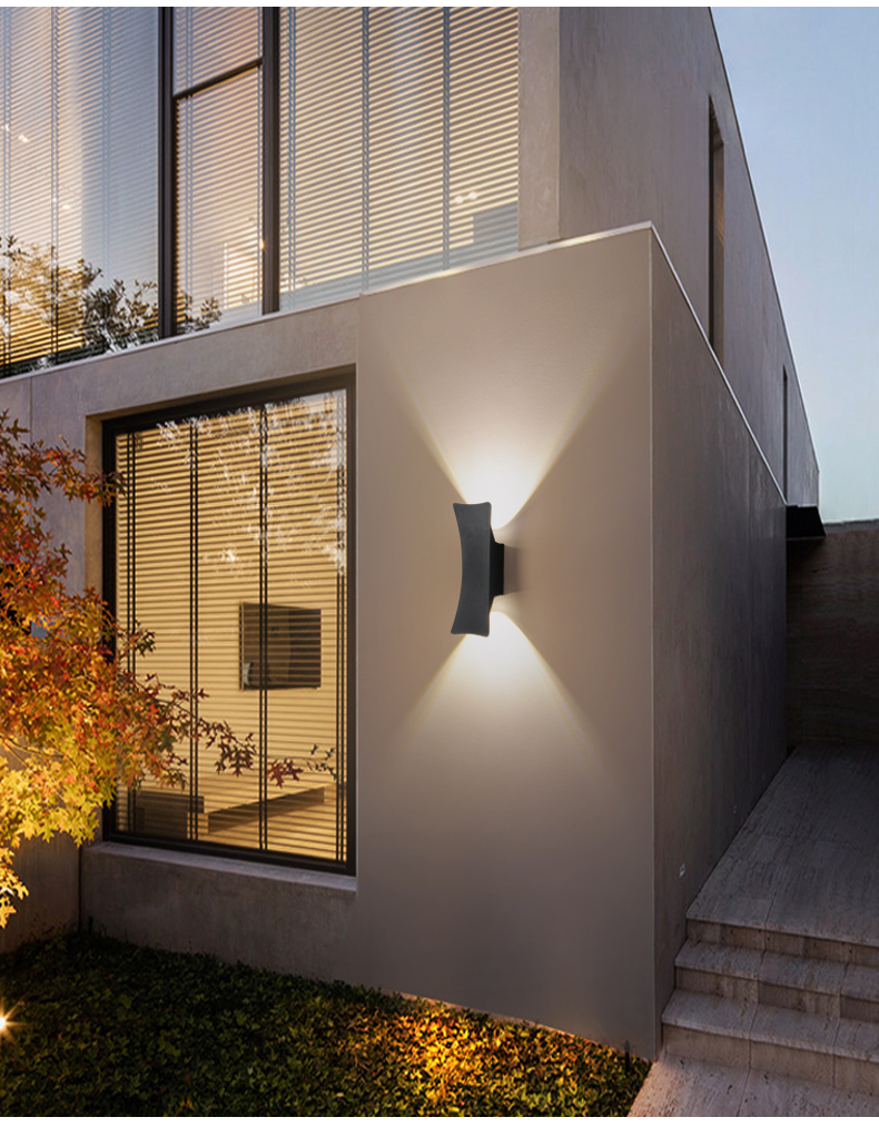 led壁灯户外双头室外外墙灯防水大门口洗墙灯射灯家用楼梯墙壁灯 ns