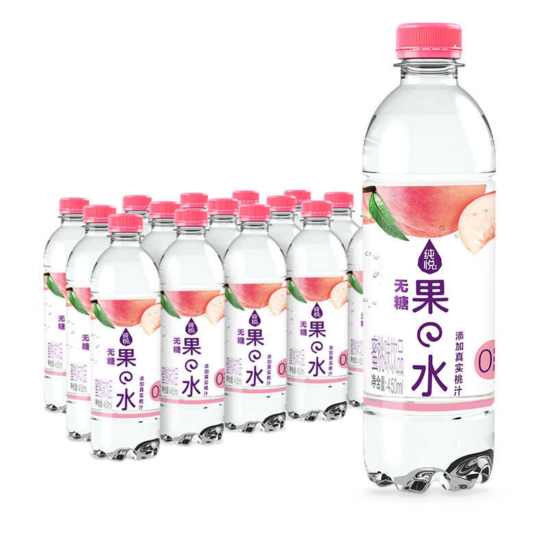 可乐果味苏打水纯悦蜜桃柠檬味饮料 纯悦 锌苏打水 450ml*15瓶整箱