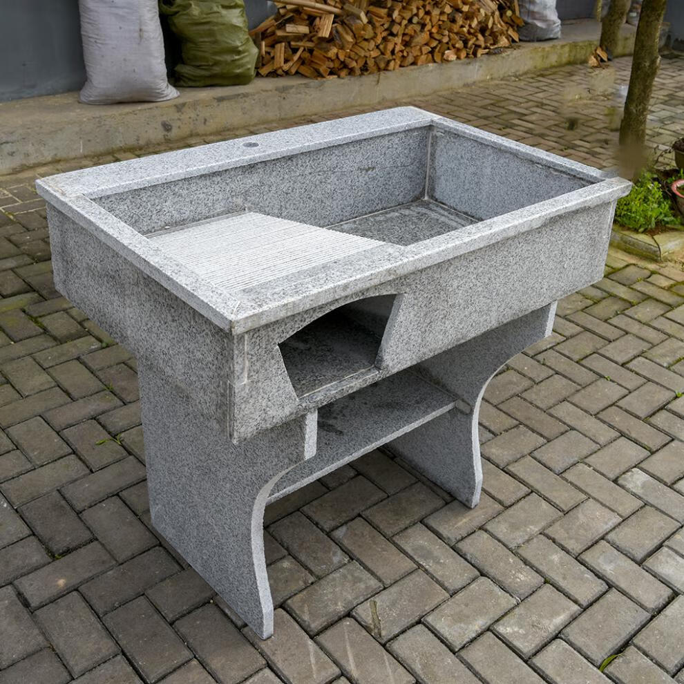 洗衣槽洗衣池阳台带搓衣板大理石板防滑双槽花岗岩单孔水槽室内室外包