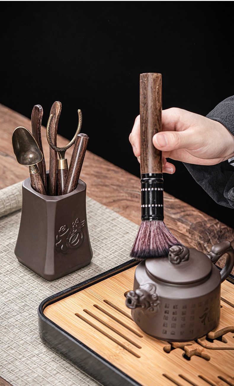 唐丰实木茶道六君子套装家用紫砂茶道筒泡茶工具6君子简约紫砂盈福