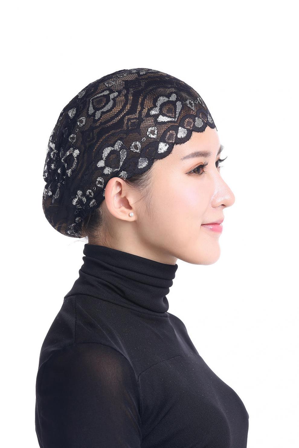 趣市儿回族的帽子纱巾盖头女士回族头纱套头方便打底帽子蕾丝红色头巾