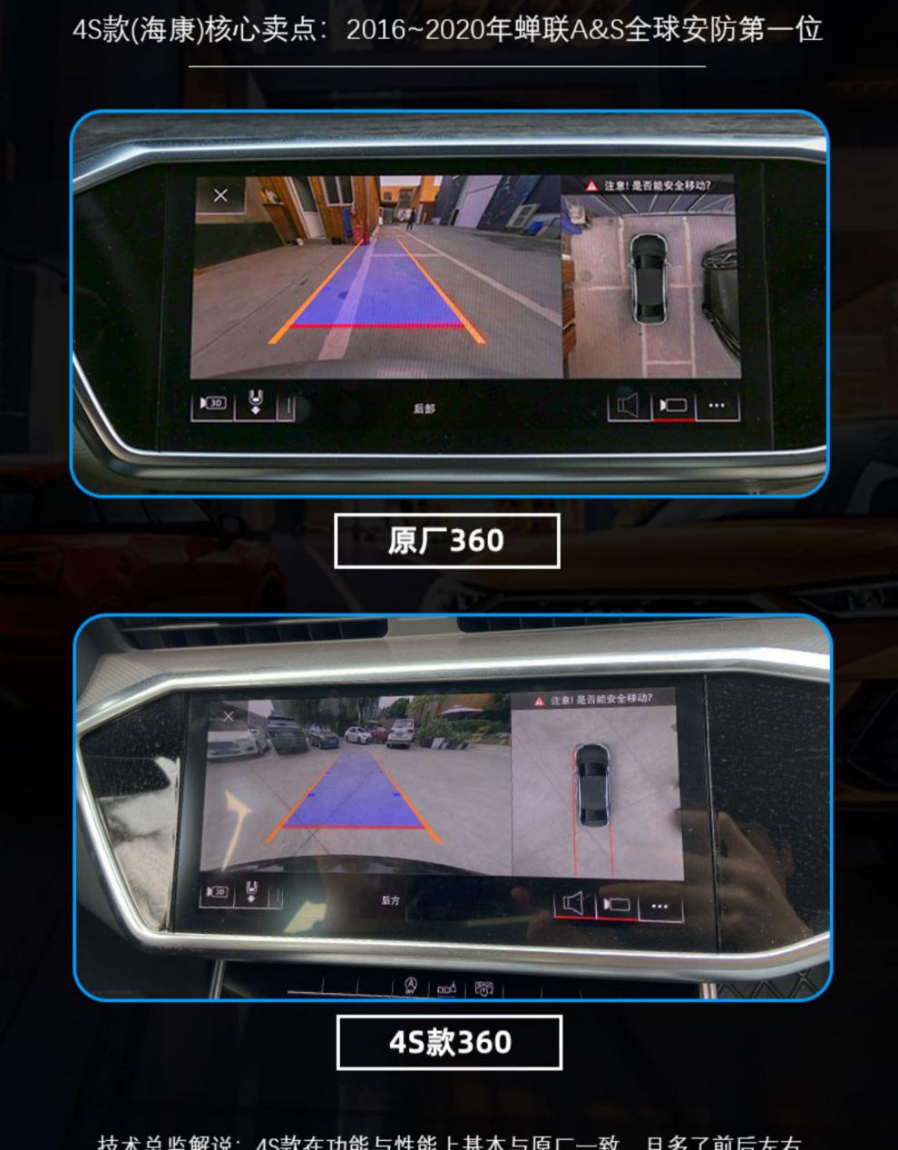 奥迪360度倒车影像全景 奥迪a4l/a6l/a3/a5/q3/q2l/q5l360景影像原360