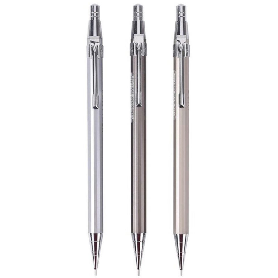 7mm按动字笔金属自动铅笔办公简约学生文具铅笔考试专用旭泽 3支铅笔