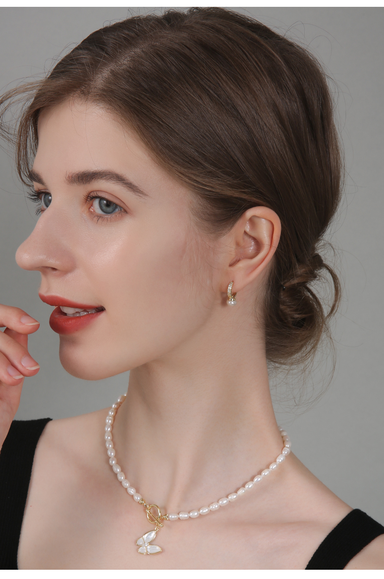 戴拉淡水珍珠耳扣耳环女春夏耳钉圈小巧耳饰轻奢设计高级感复古耳挂坠