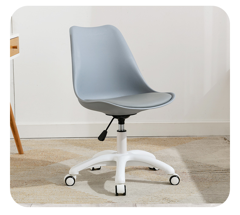 靠背转椅宿舍学生学习椅子卧室化妆凳子舒适办公座椅粉色尼龙脚无扶手