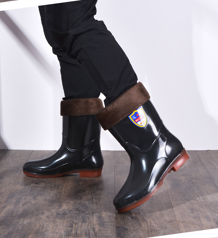 四季两用高筒雨鞋男加绒保暖防滑雨靴水鞋防雨防水钓鱼种田用胶鞋汇龙