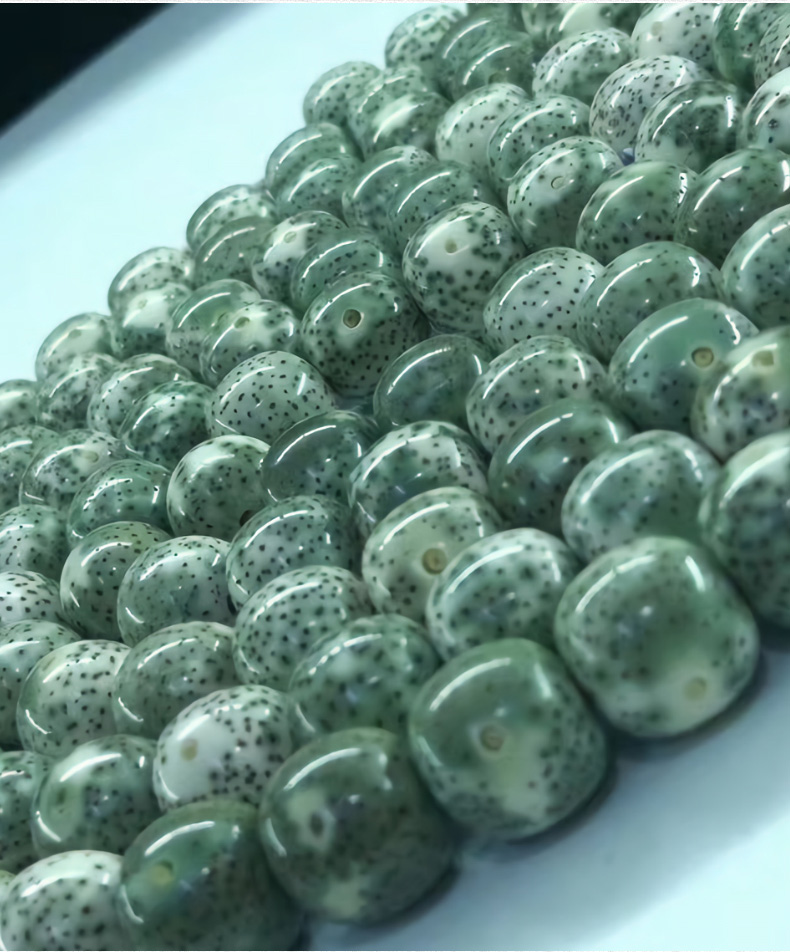 甄祥 臻品毕业级绿皮阴皮灵玉料彩云追月星月菩提子108颗原籽项链手链