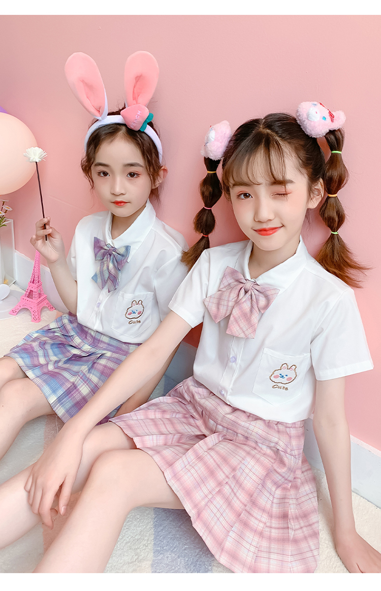 exemabajk制服裙正版夏季女童全套12岁儿童连衣裙小学生学院风百褶格