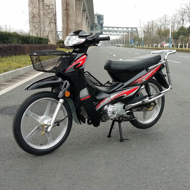 全新国四电喷弯梁摩托车助力车省油110cc可上牌燃油车48c男女式 红色