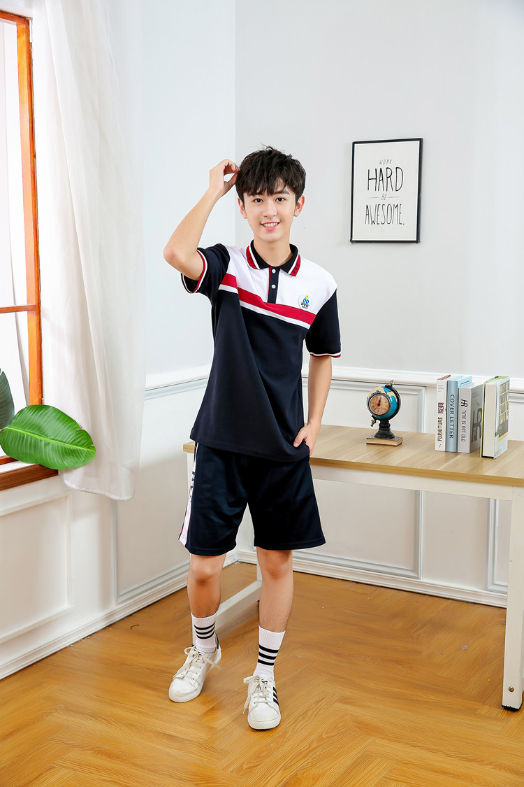 番禺高中校服番禺区高中生校服短袖短裤夏装春秋冬装外套宝蓝色高中男