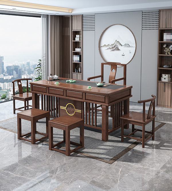 欧富梵实木茶桌椅组合办公茶几桌简约现代茶几仿古茶桌新中式茶台家用