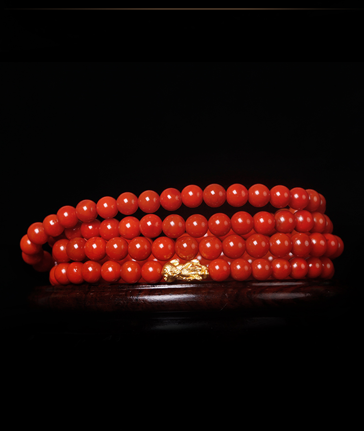 南红手串玛瑙柿子红高抛满色满肉手链配999金貔貅多圈 6mm【图片 价格
