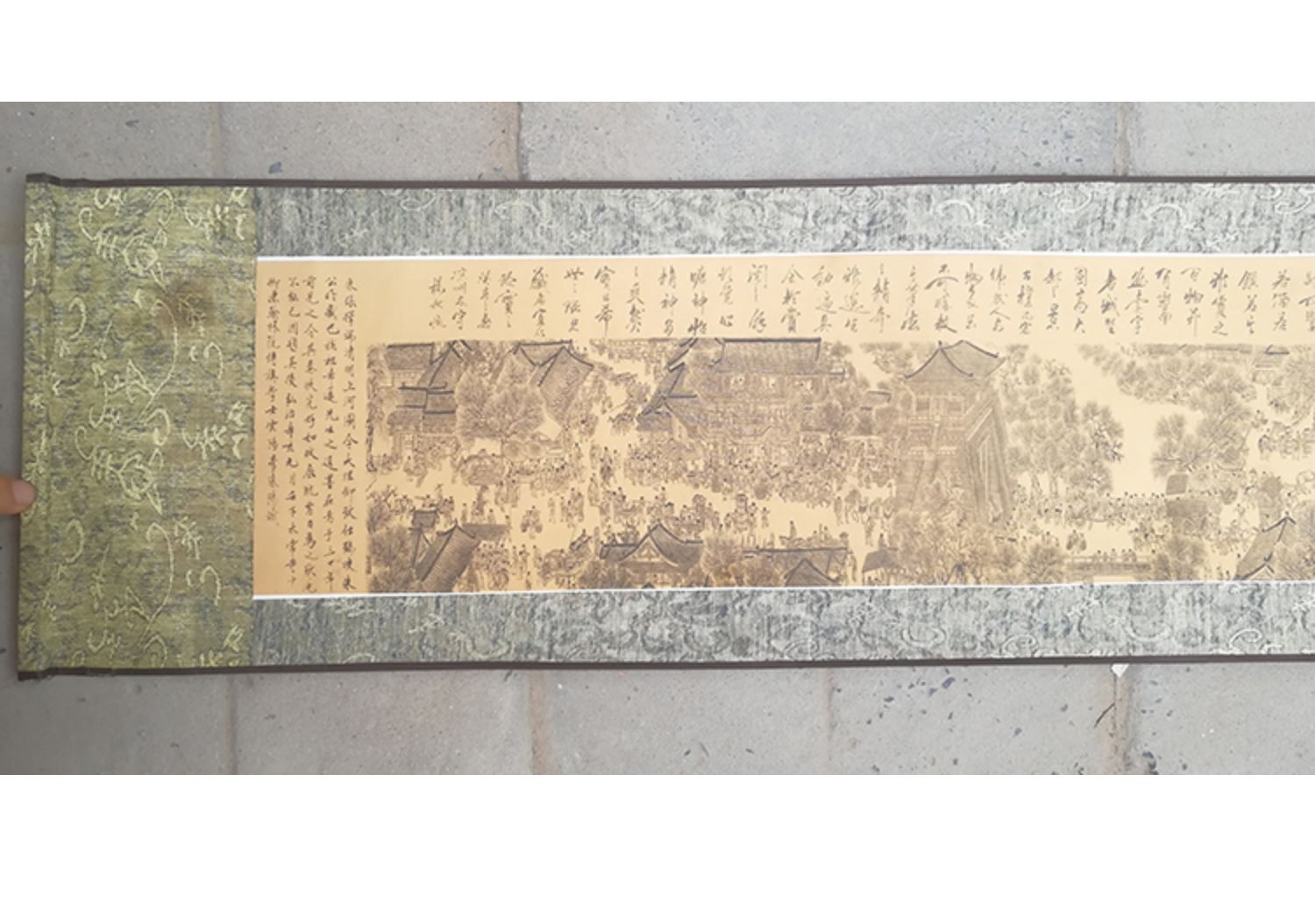 清明上河图装饰画精致装裱卷全字画壁画卷轴工艺画黄色31385尺寸升级