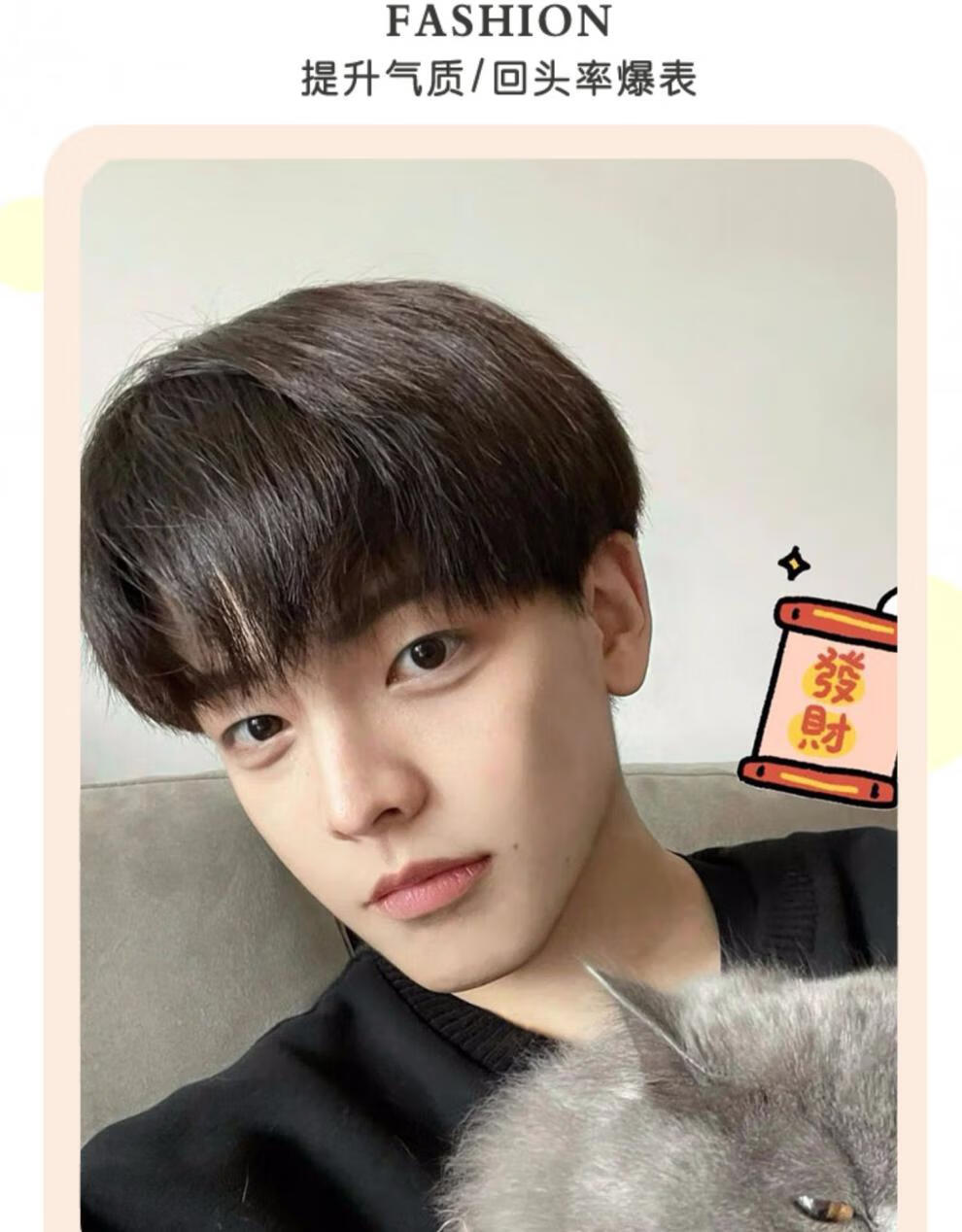 假发男短发韩版帅气微分碎盖齐刘海自然逼真男士蓬松日常全头套式 深