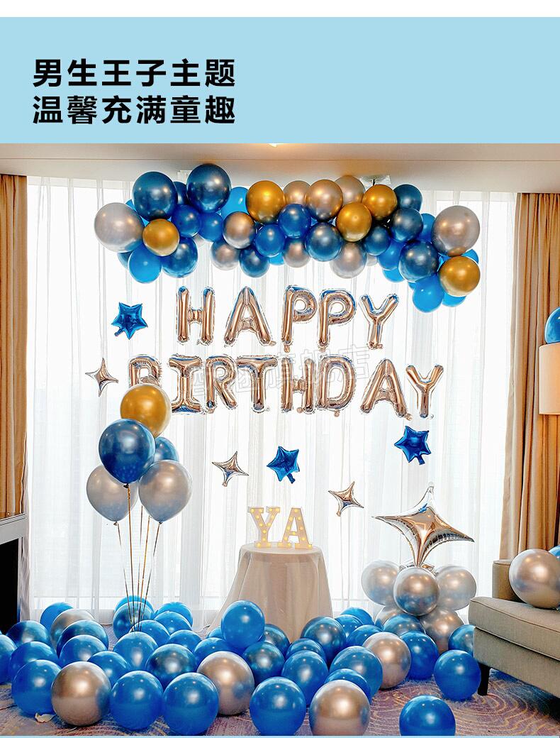 装饰用品爵熊派对场景布置创意主题背景墙银黑豪华生日套餐10米灯串