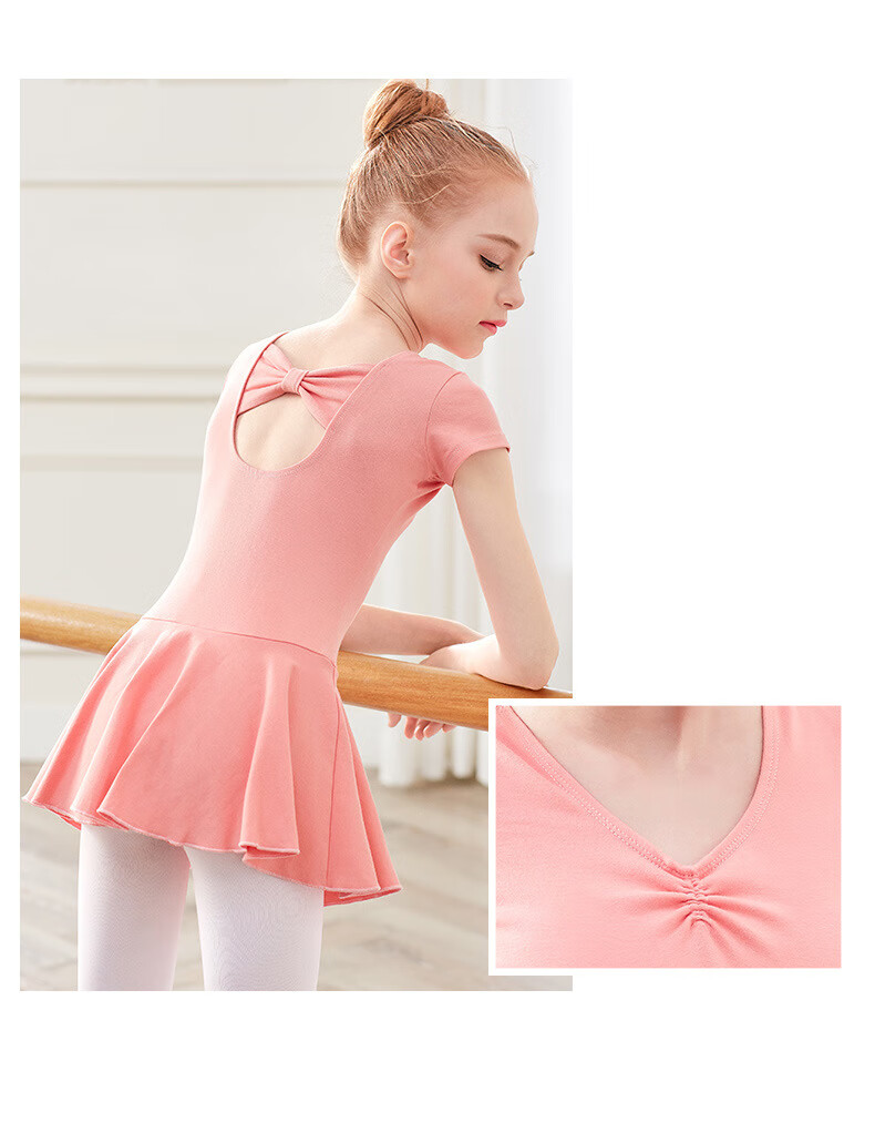 儿童舞蹈服女孩子春秋季练功服舞蹈服练功服长袖蝴蝶结芭蕾舞裙中国舞