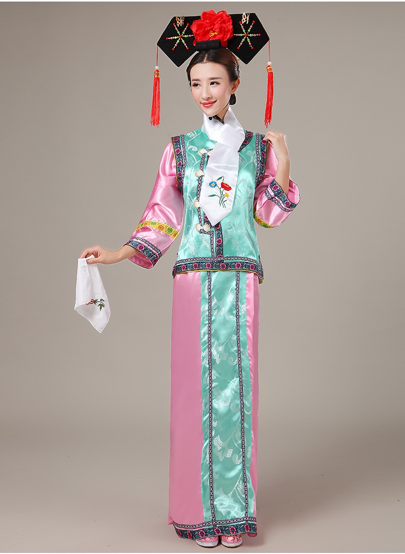 伊必圣 清朝服装女古装公主娘娘成人宫廷满族还珠格格旗服宫演出 浅绿
