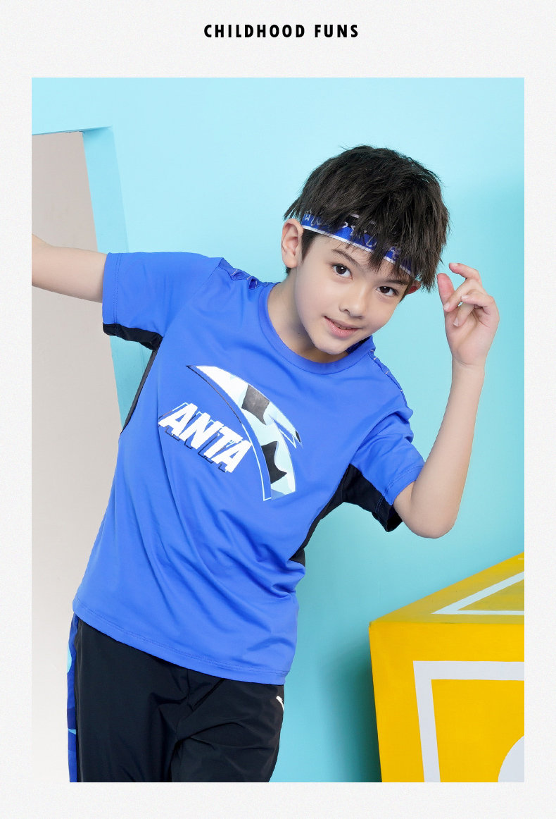 安踏儿童童装速干衣t恤童装616岁男童夏装短袖水冷科技官方儿童