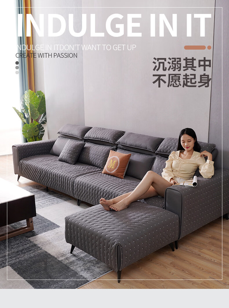 初岛 简约现代科技布沙发可拆洗大小户型L型布艺沙发 组合沙发