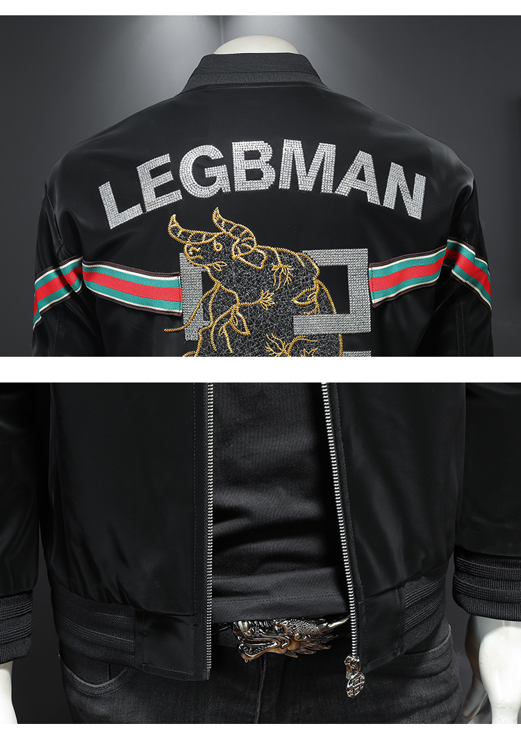 panguyi欧洲站高端轻奢潮牌2021秋冬新款重工艺刺绣棒球领潮流百搭