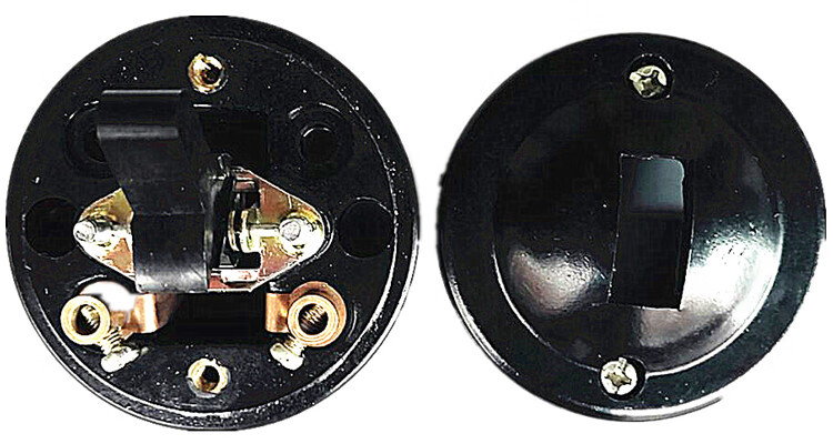 圆形明装单控墙壁平开关老式倒板复古床头上下扳开关6a