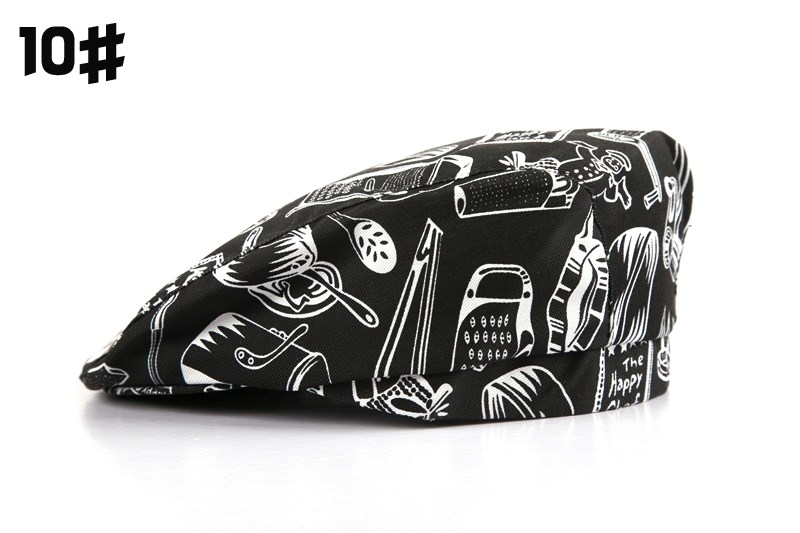 【新品】lggy麦当劳贝雷帽酒店员工厨师头套条纹快餐店春夏时尚红帽子