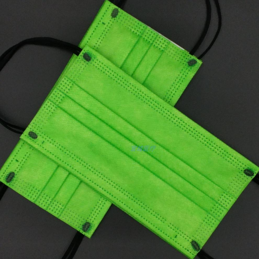 亿凌成人一次性彩色四层防护防尘口罩含熔喷扁耳带浅粉色50片耳绳颜色