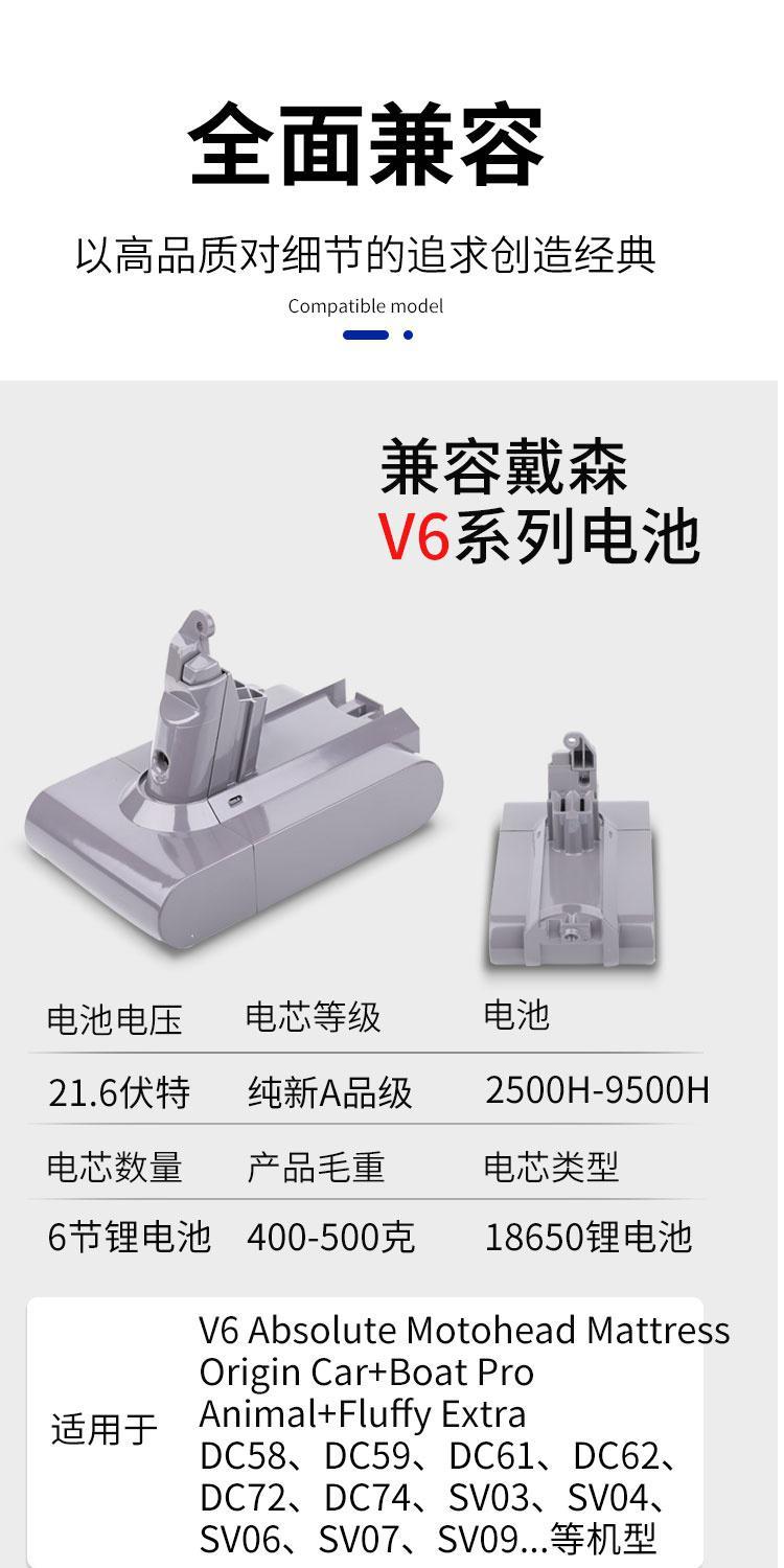 适配戴森吸尘器电池v6v7v8v10v11dc62戴森电池锂电池充电器戴森v6索尼