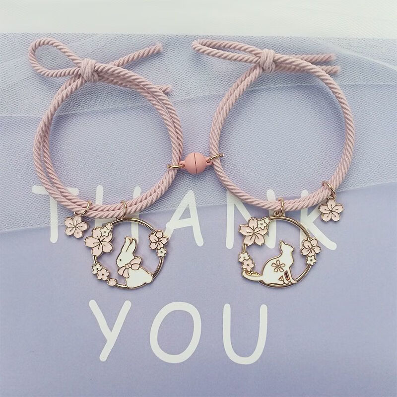 果怡头绳手链两用情侣樱花兔玉桂狗棉花糖三姐妹组合手绳心之卡比手链