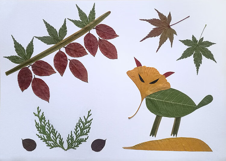 树叶画手工贴画三年级 树叶粘贴画成品小学生幼儿园儿童手工diy材料包