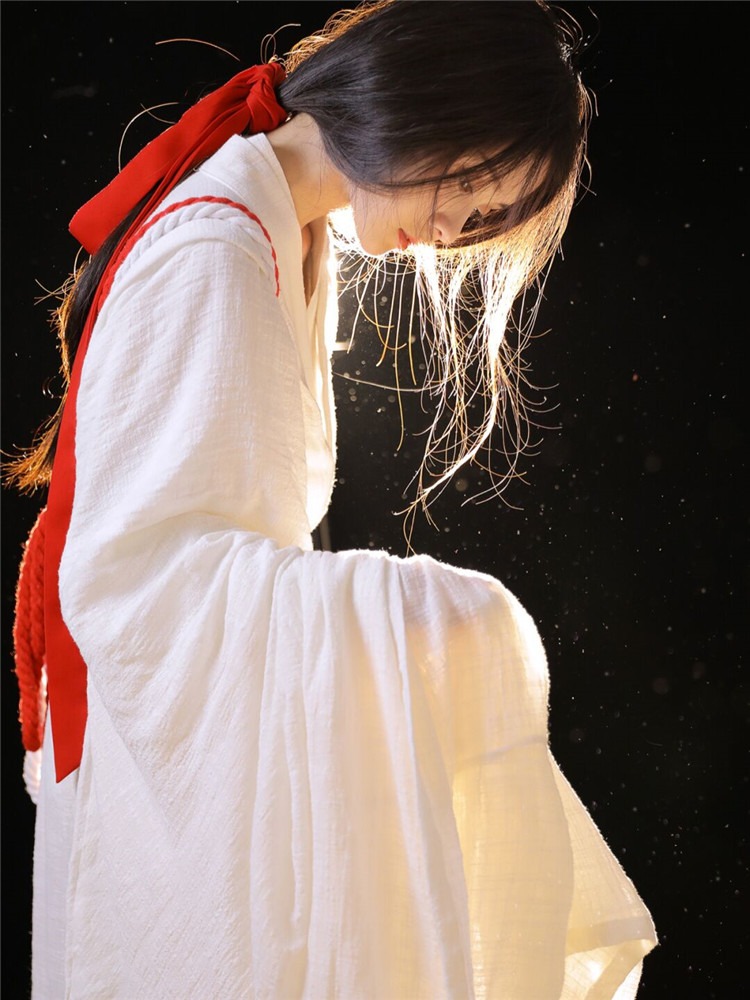 妲菲妮神明少女日式和服弓箭魏晋风白色影楼古装女可以穿着上班的汉服