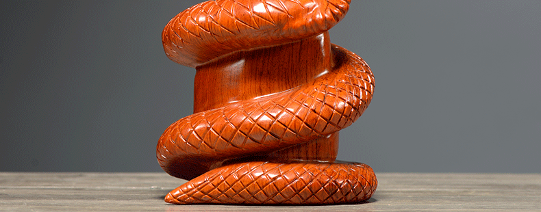 浣彩花梨木雕蛇摆件风水十二生肖蛇实木雕刻工艺品客厅家居装饰品电视