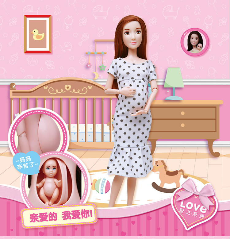 怀孕芭比娃娃安丽莉公主怀孕娃娃大肚子妈妈孕妇生宝宝的女孩玩具芭比