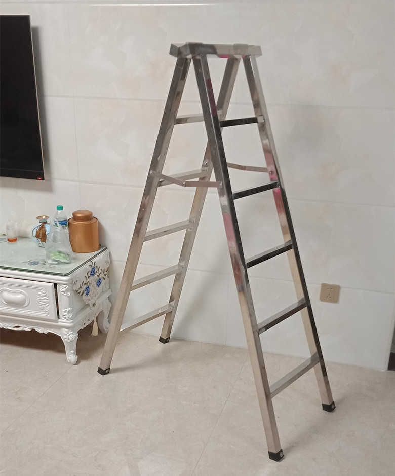 定制不锈钢人字梯304 家用加厚折叠梯子阁楼梯四五六七步工程用梯家用