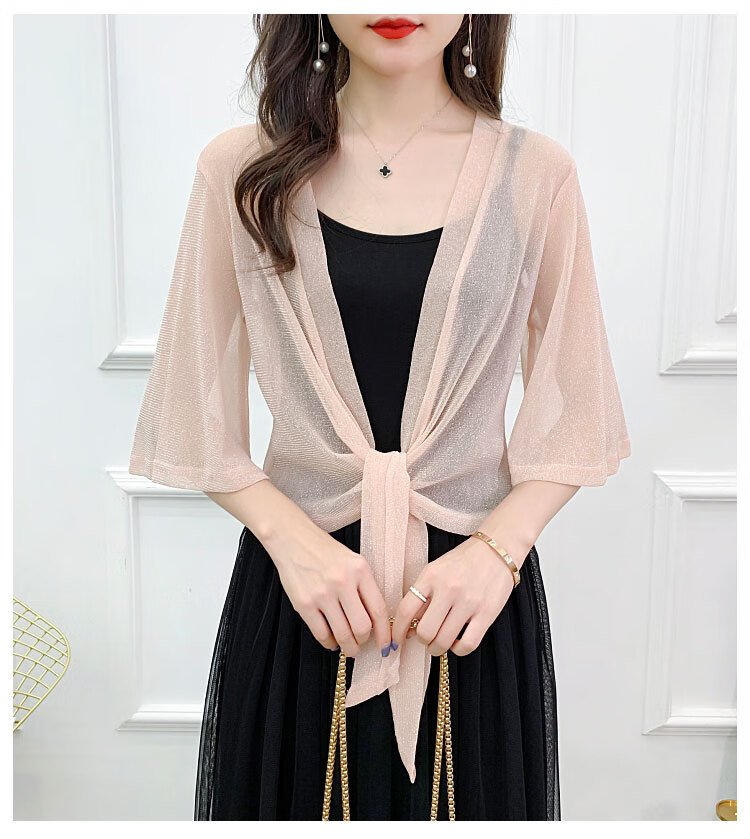 夏天穿的沙衣外披纱衣短款女网纱薄外套小披肩大码胖mm夏季外搭空调