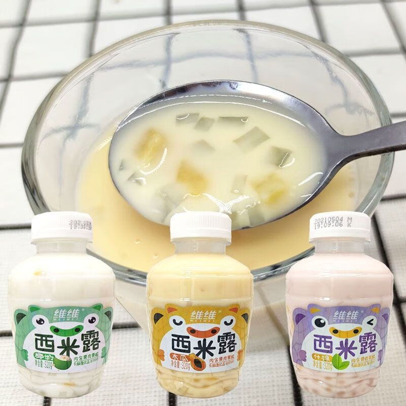 维维西米露320g乳酸菌饮品什锦味木瓜味椰奶味果粒奶昔休闲零食5瓶