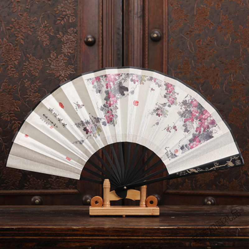 折扇女8寸折扇绢布雕刻印刷丝绸定制中国风男女礼品舞蹈转扇古韵扇子