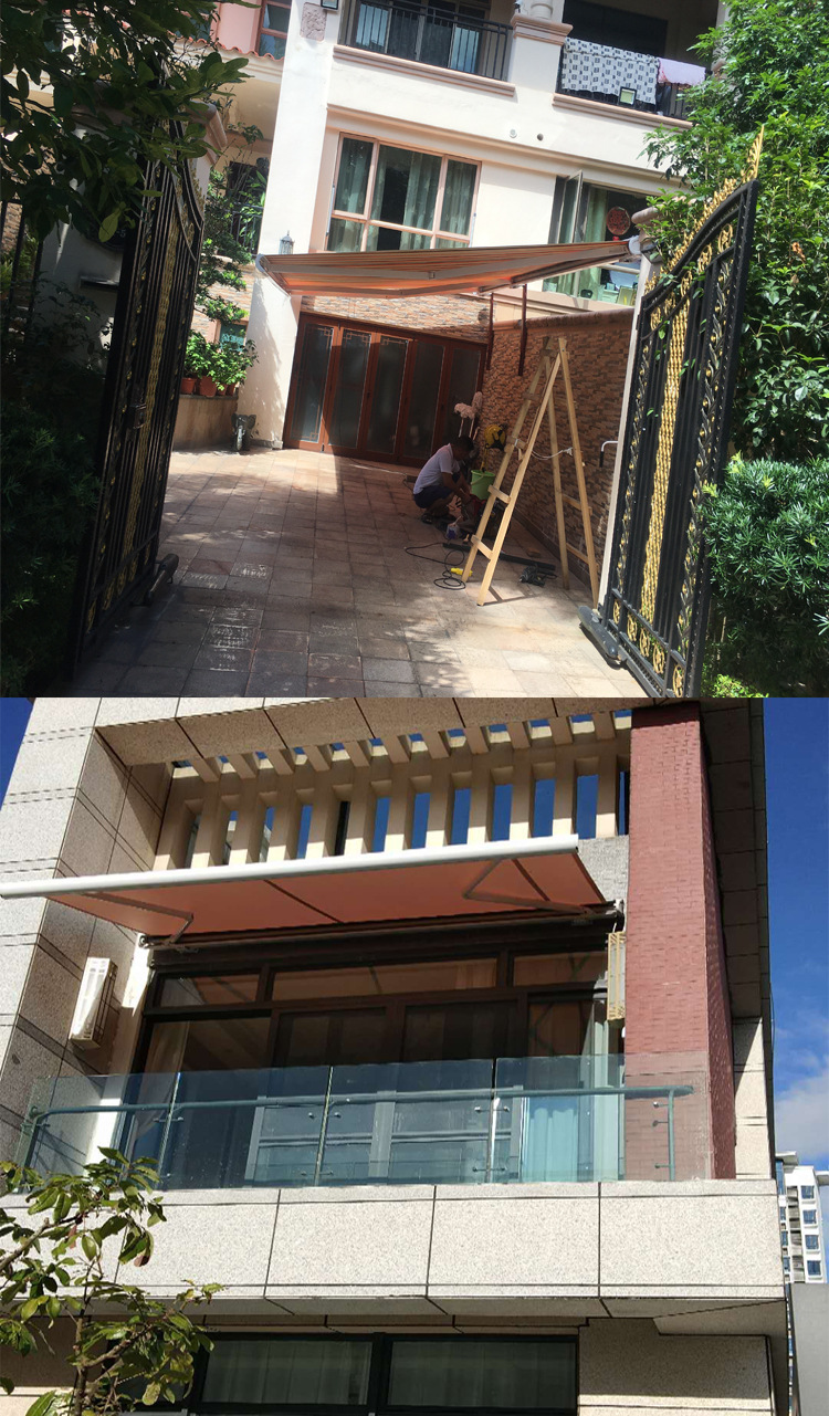 露台带灯篷庭院家用别墅雨棚加装led灯定制尺寸进口布料请先联系客服