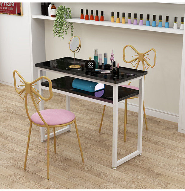 60luoxi美甲桌子美甲桌椅套装网红大理石纹经济型单人简约美甲台网