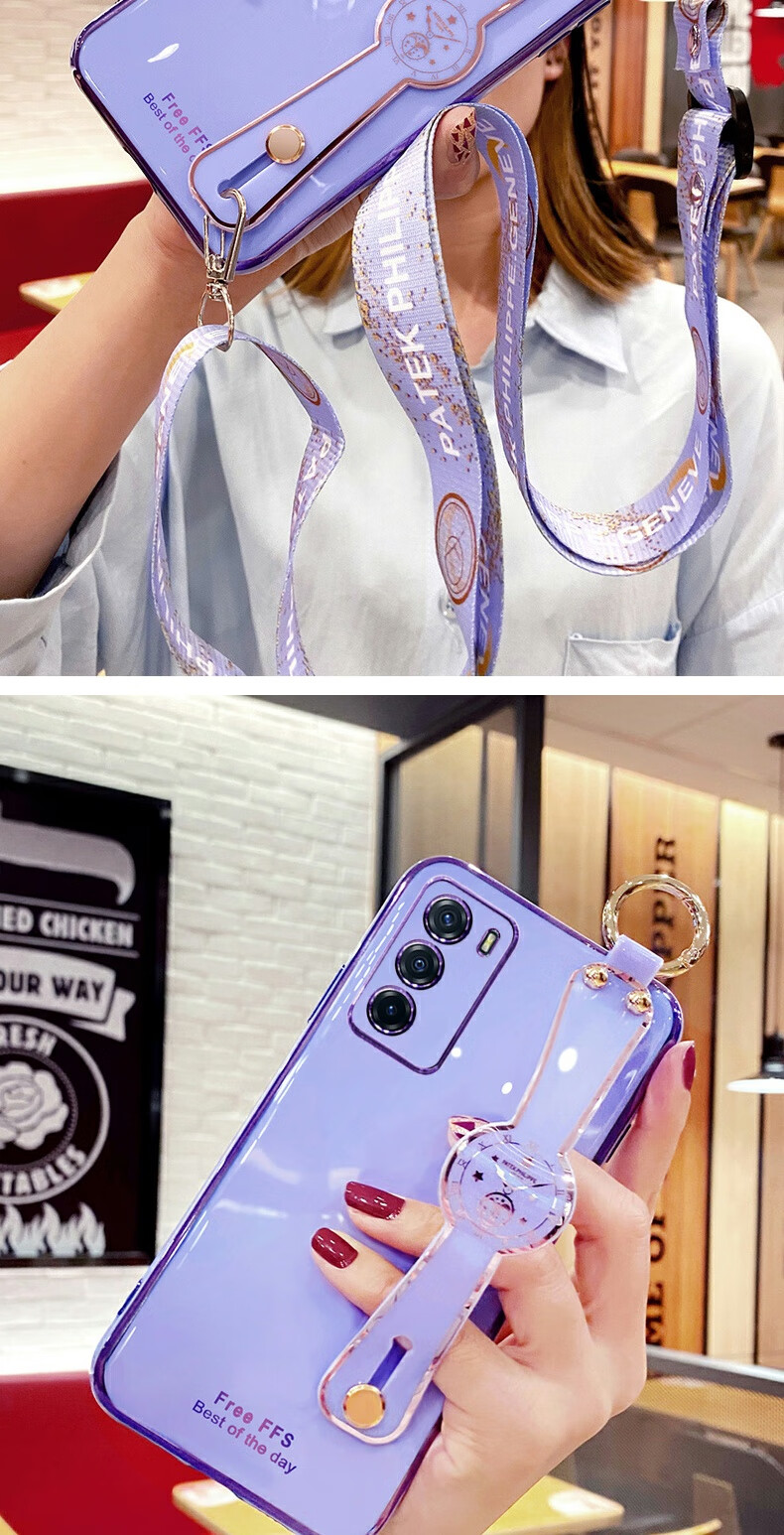 仁尼适用vivo iqooneo5s手机壳neo5/neo3腕带支架保护硅胶套斜挎挂绳