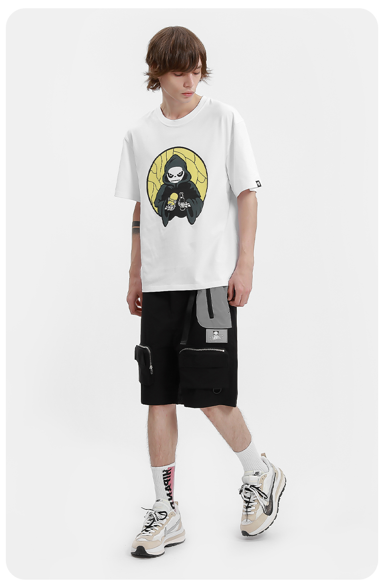 hipanda你好熊猫设计潮牌男款熊猫城市游牧巫师印花t恤休闲短袖设计