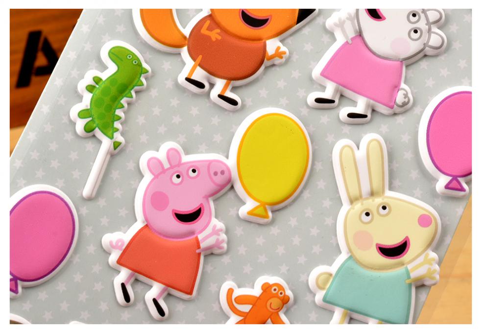 小猪佩奇贴画儿童贴贴纸立体3d卡通粉红小猪佩奇乔治泡泡贴画幼儿园