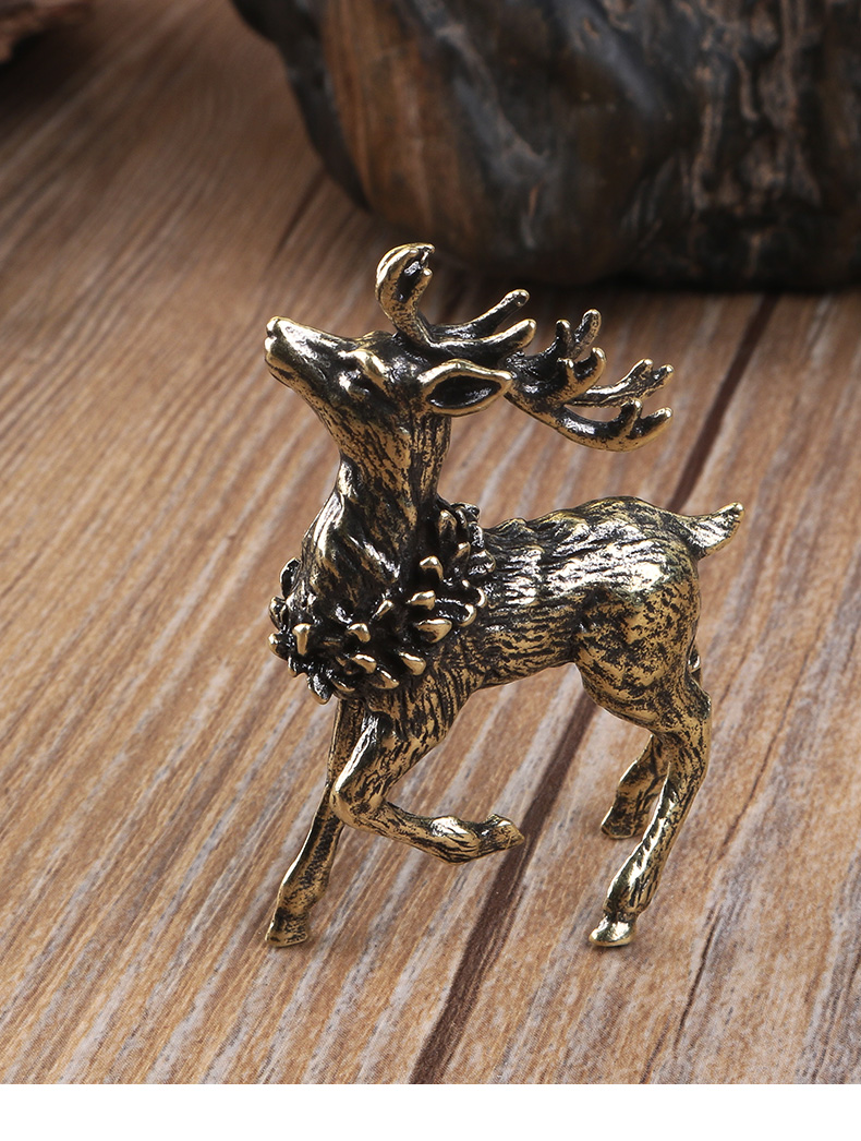 梅花鹿摆件工艺品鹿摆件客厅小鹿摆件手工纯铜鹿摆件 实心铜一对