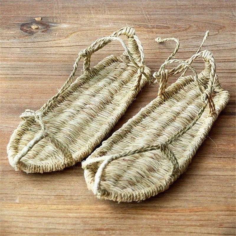 初梵格cfg草鞋草编鞋女男潮纯手工复古编织藤草男士手编凉鞋表演凉