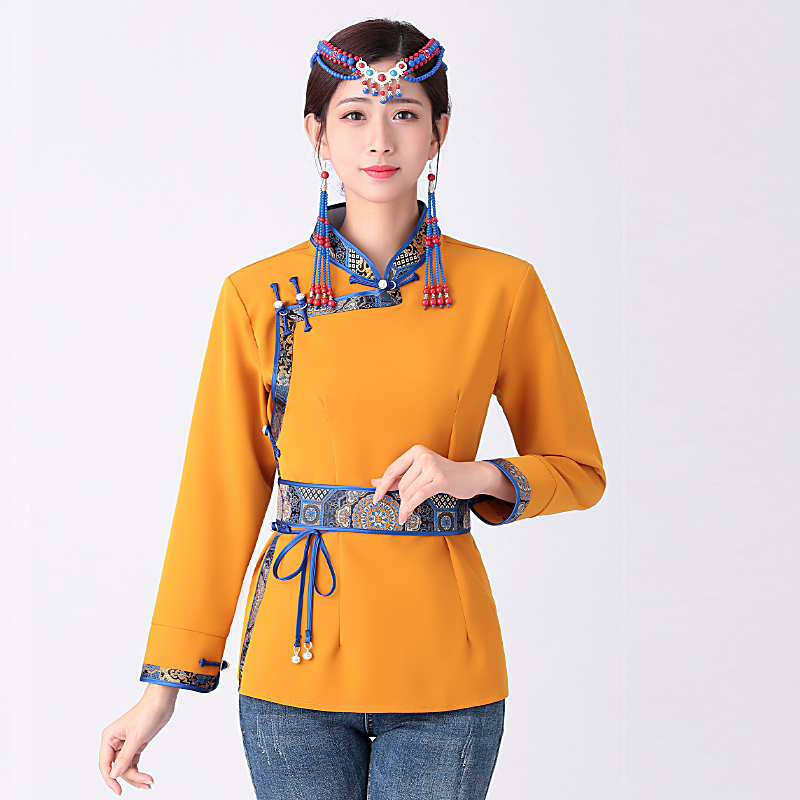 成人夏季日常蒙古族服装蒙古女蒙古袍装女短款蒙古素上衣蒙古服饰女