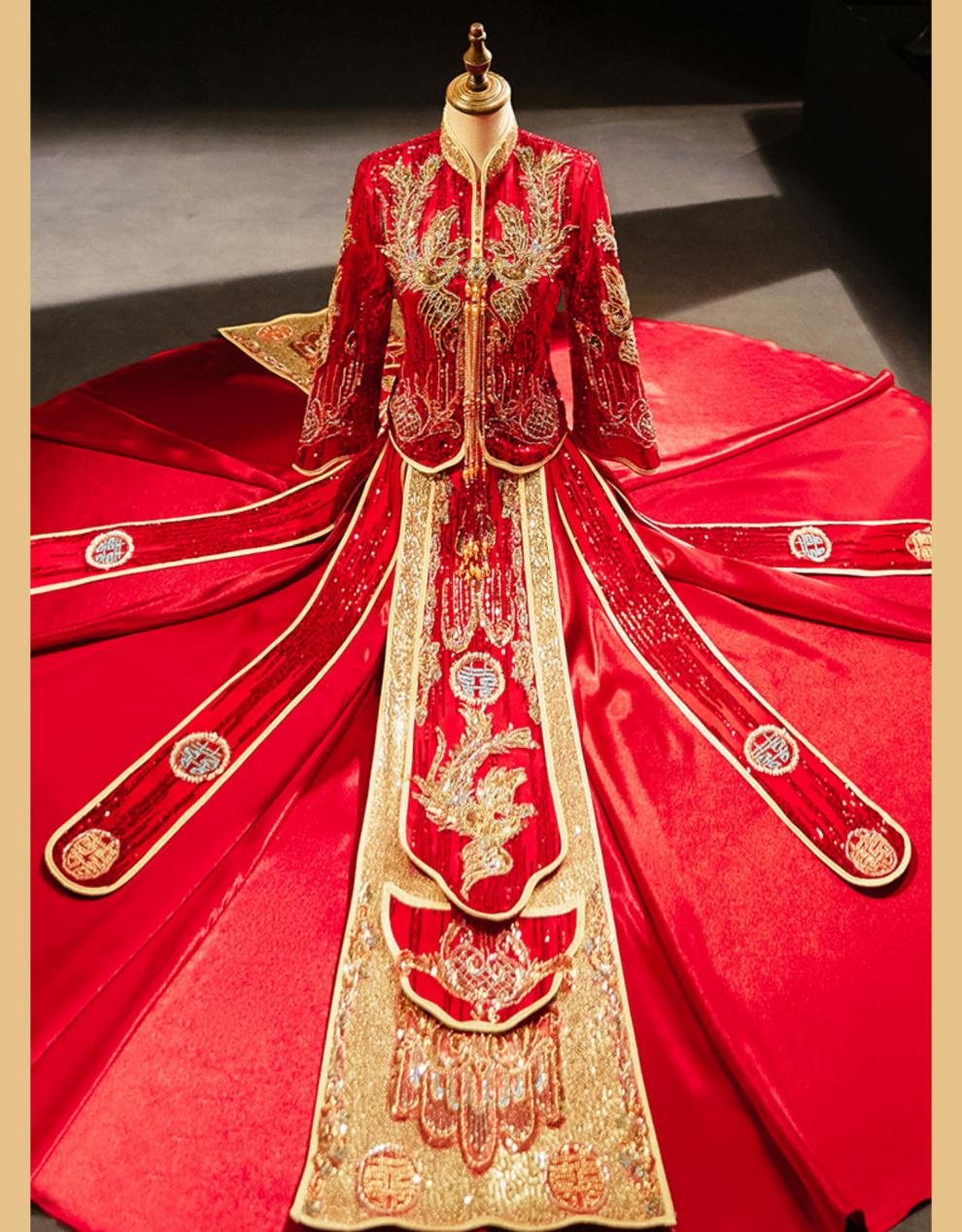 凤冠霞帔整套婚纱重工高端秀禾服新娘2022新款中式婚服中国风凤冠霞帔