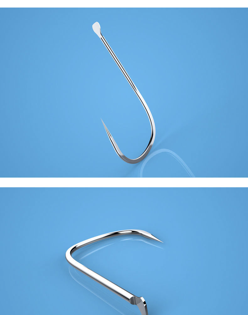 白袖鱼钩碳钢长柄平打散装罗非白条鲫鱼钩袖钩平打白袖有刺100枚1号