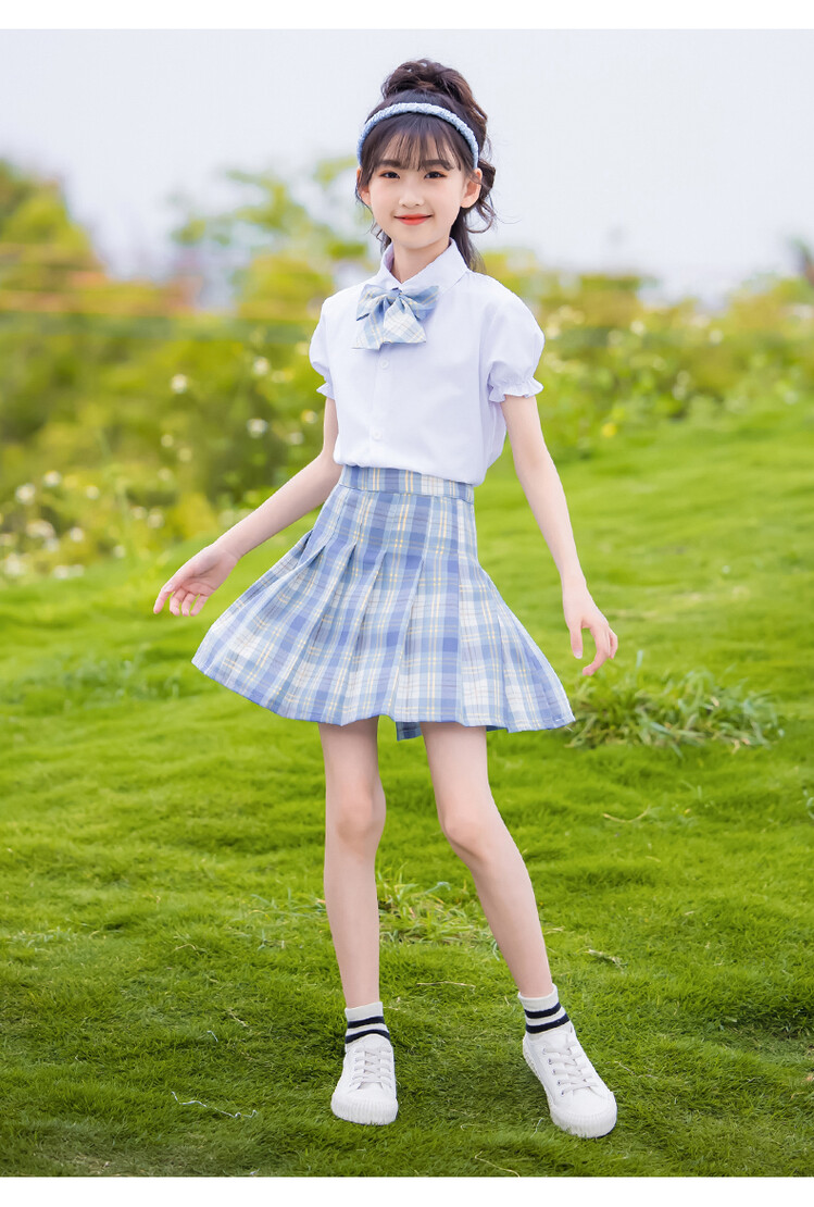 凯蒂猫童装女童jk套装夏天新款儿童班服学院风衬衫夏季短袖小学生校服