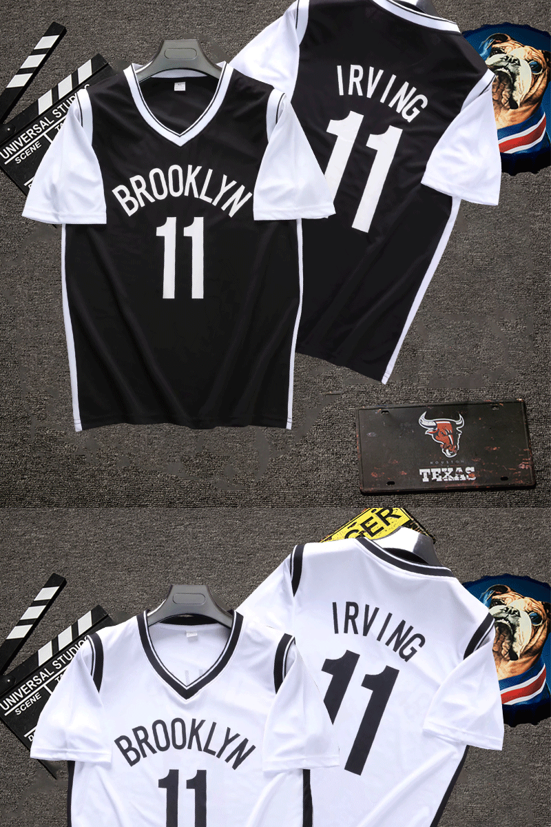 短袖单上衣11号杜兰特男生生休闲运动假两件篮球服白色欧文11号黑袖m