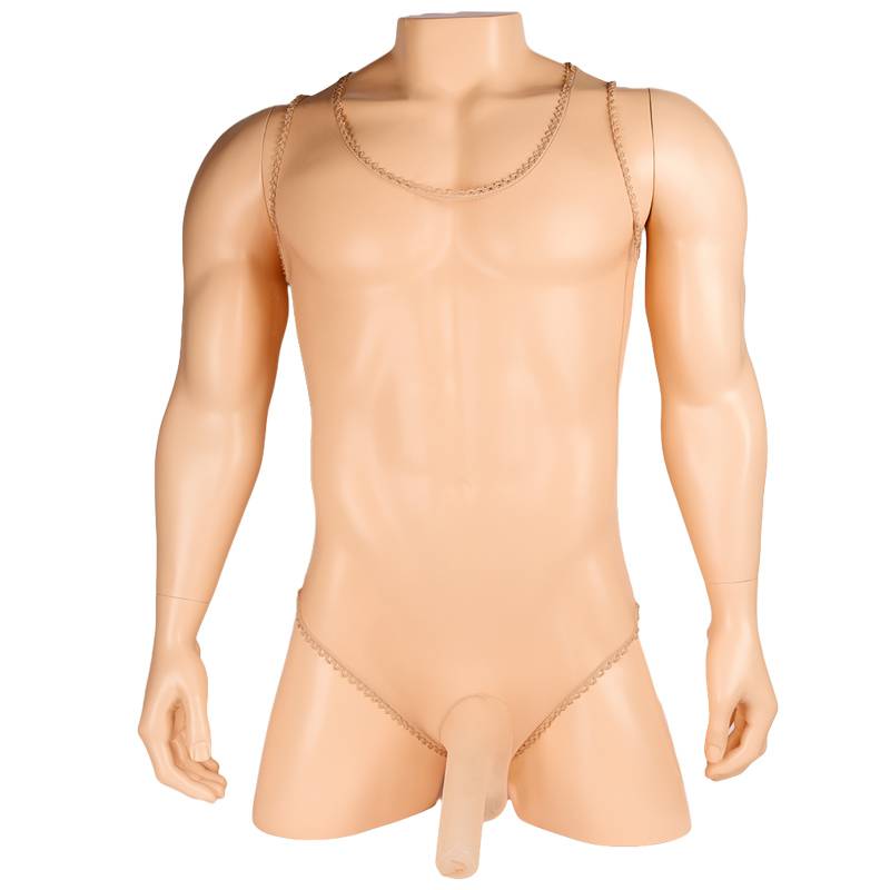情趣内衣薄透明男士丝袜背心男泳衣式带套鼻性感隐形连身袜白色均码
